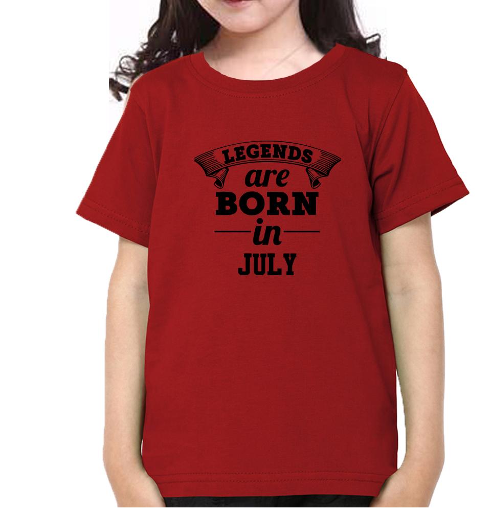 Legends are Born in July Half Sleeves T-Shirt For Girls -FunkyTeesClub