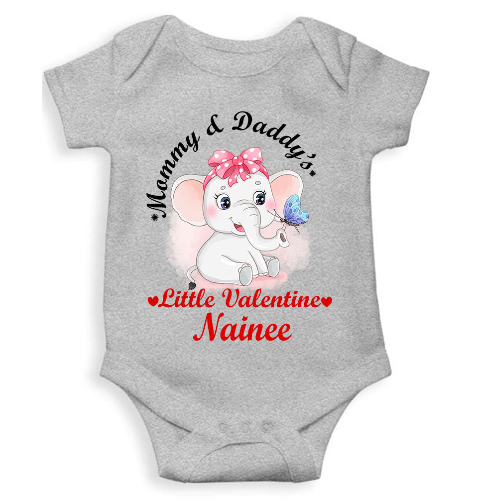 Custom Name Mommy And Daddys Little Valentine Rompers for Baby Girl- FunkyTeesClub
