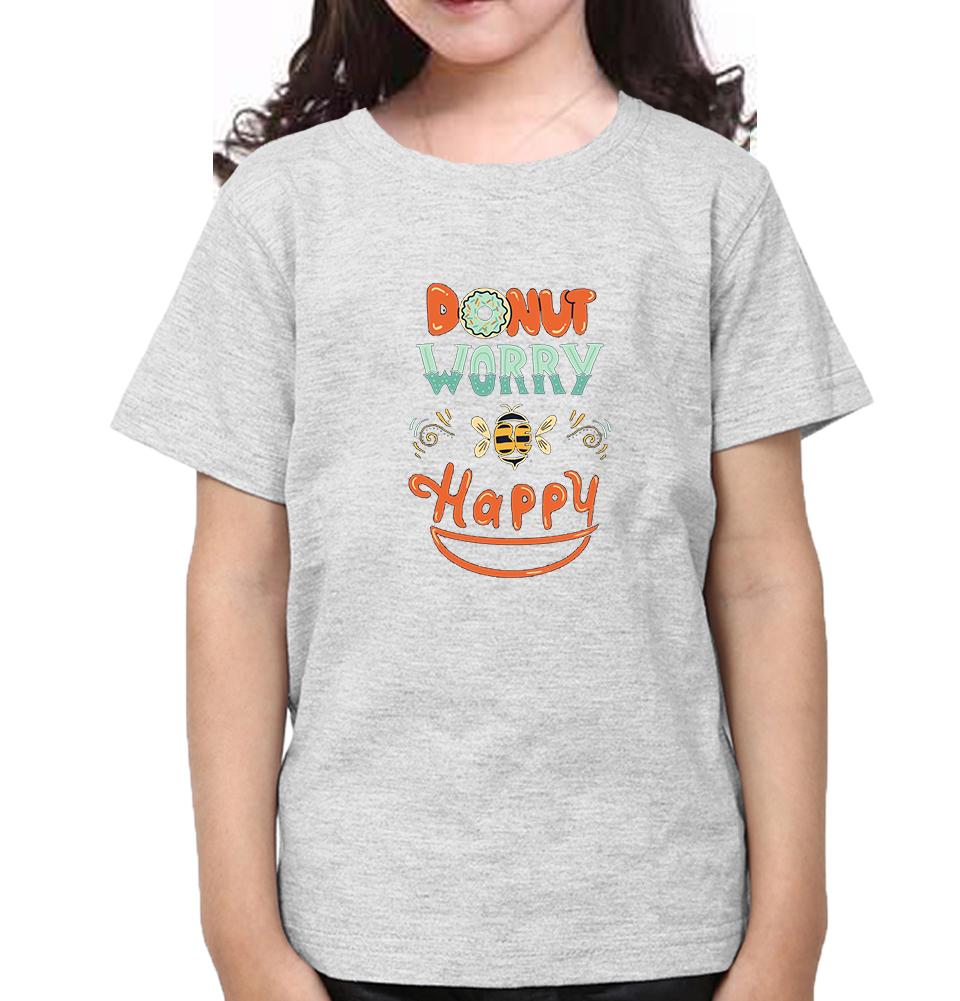 Donut Worry Be Happy Half Sleeves T-Shirt For Girls -FunkyTeesClub