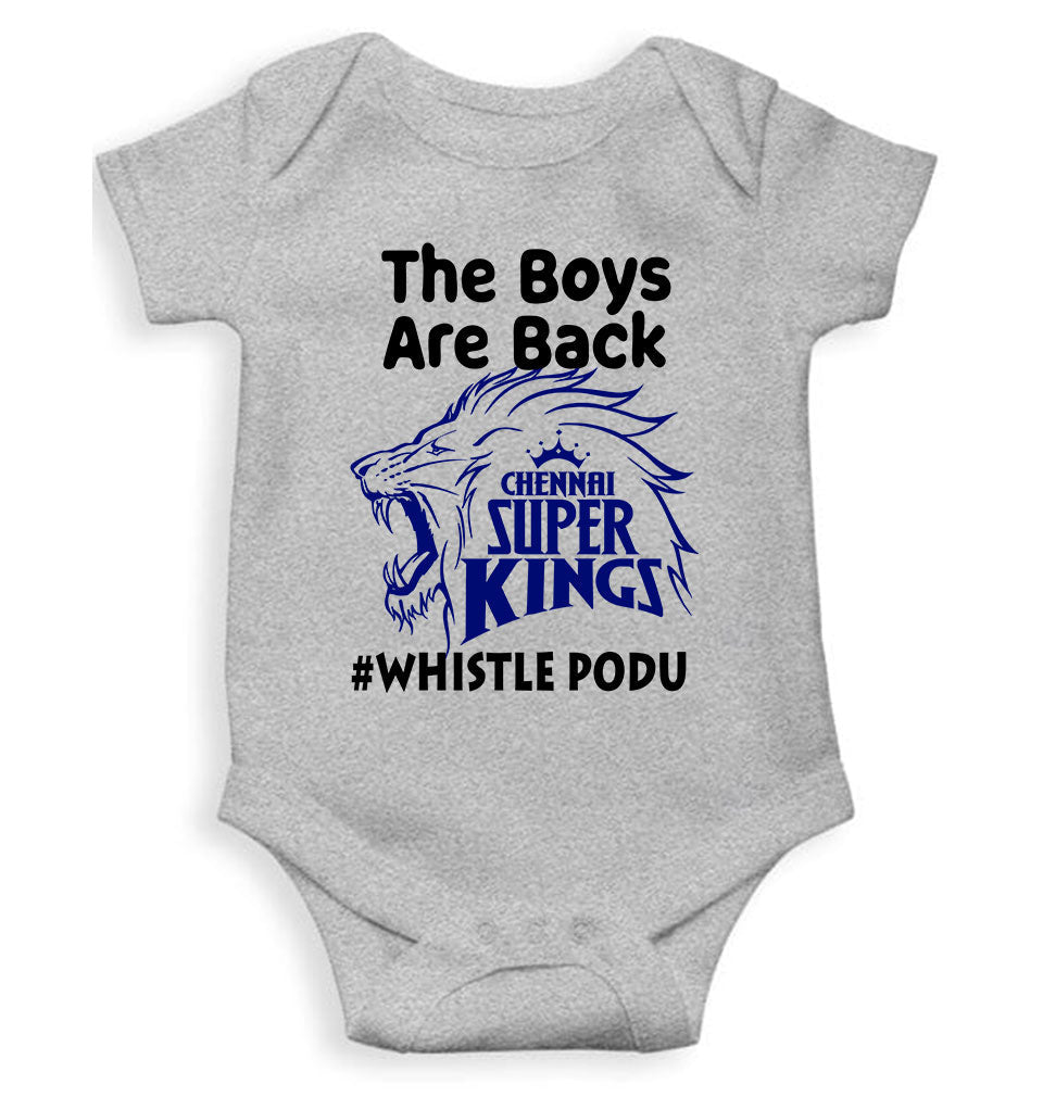 The Boys Are Back Whistle Podu IPL CSK Chennai Super Kings Rompers for Baby Boy- FunkyTeesClub