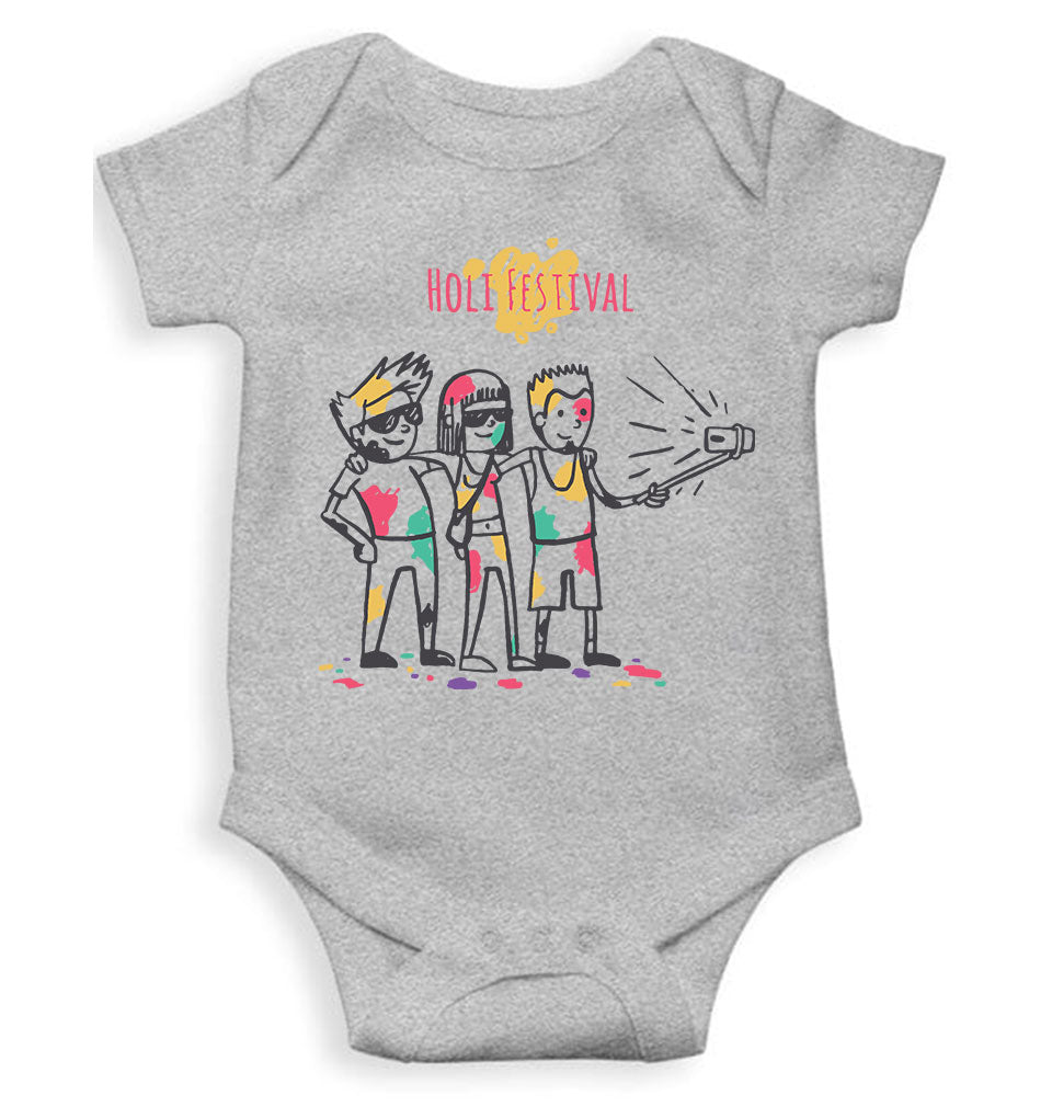 Friends Selfie Holi Rompers for Baby Girl- FunkyTeesClub