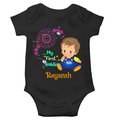 Custom Name My First Rakhi Rompers for Baby Boy- FunkyTeesClub