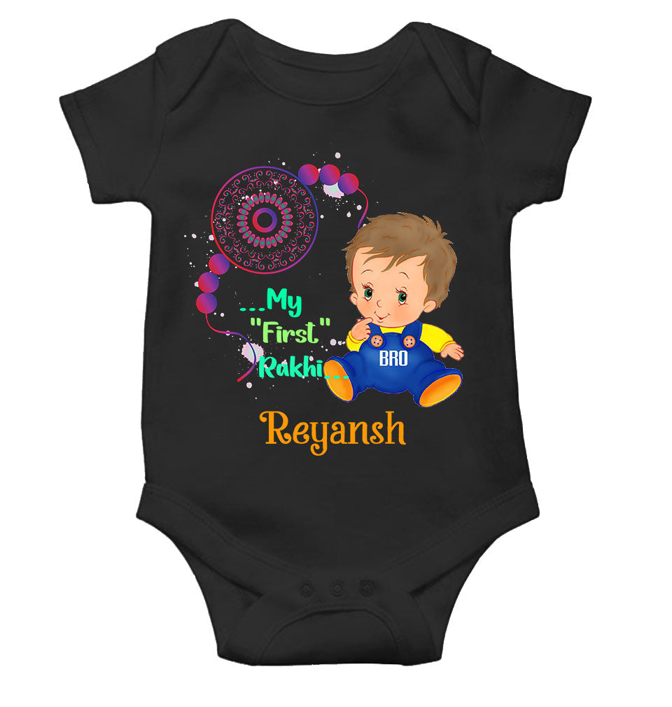 Custom Name My First Rakhi Rompers for Baby Boy- FunkyTeesClub