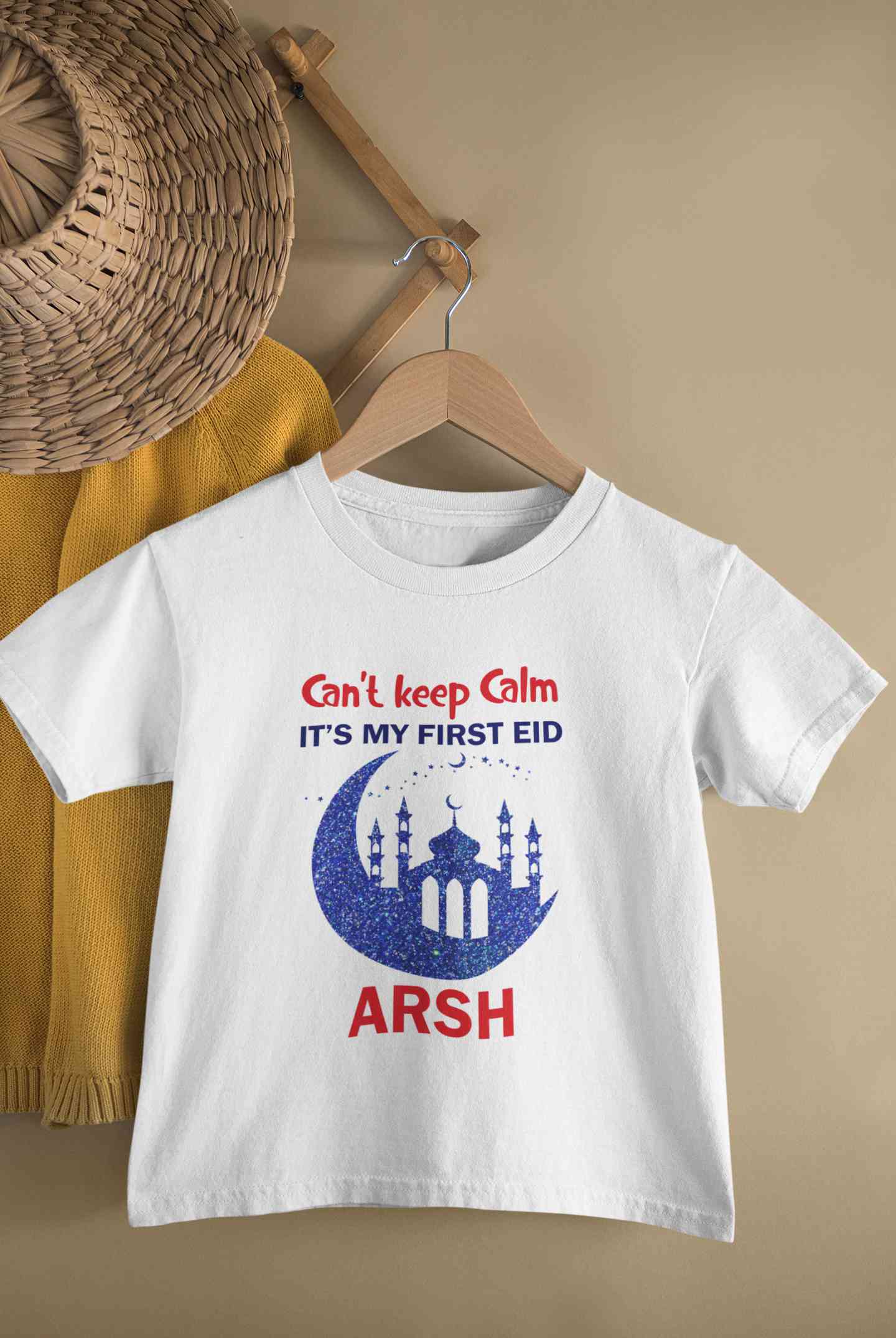 Custom Name Cant Keep Calm My First Eid Half Sleeves T-Shirt for Boy-FunkyTeesClub
