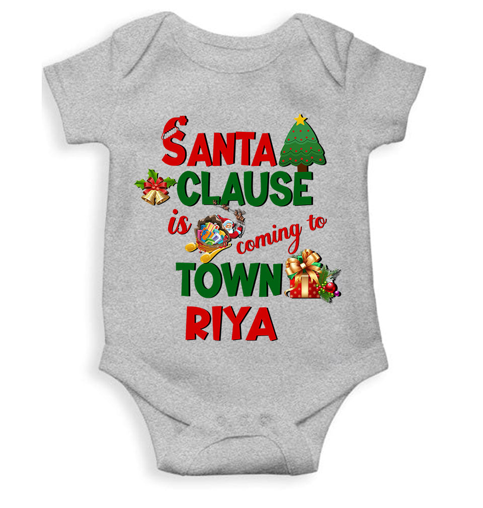 Custom Name Santa Clause Is Coming To Town Christmas Rompers for Baby Girl- FunkyTeesClub