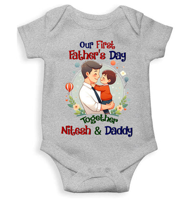 Custom Name Our First Father Day Rompers for Baby Boy- FunkyTeesClub