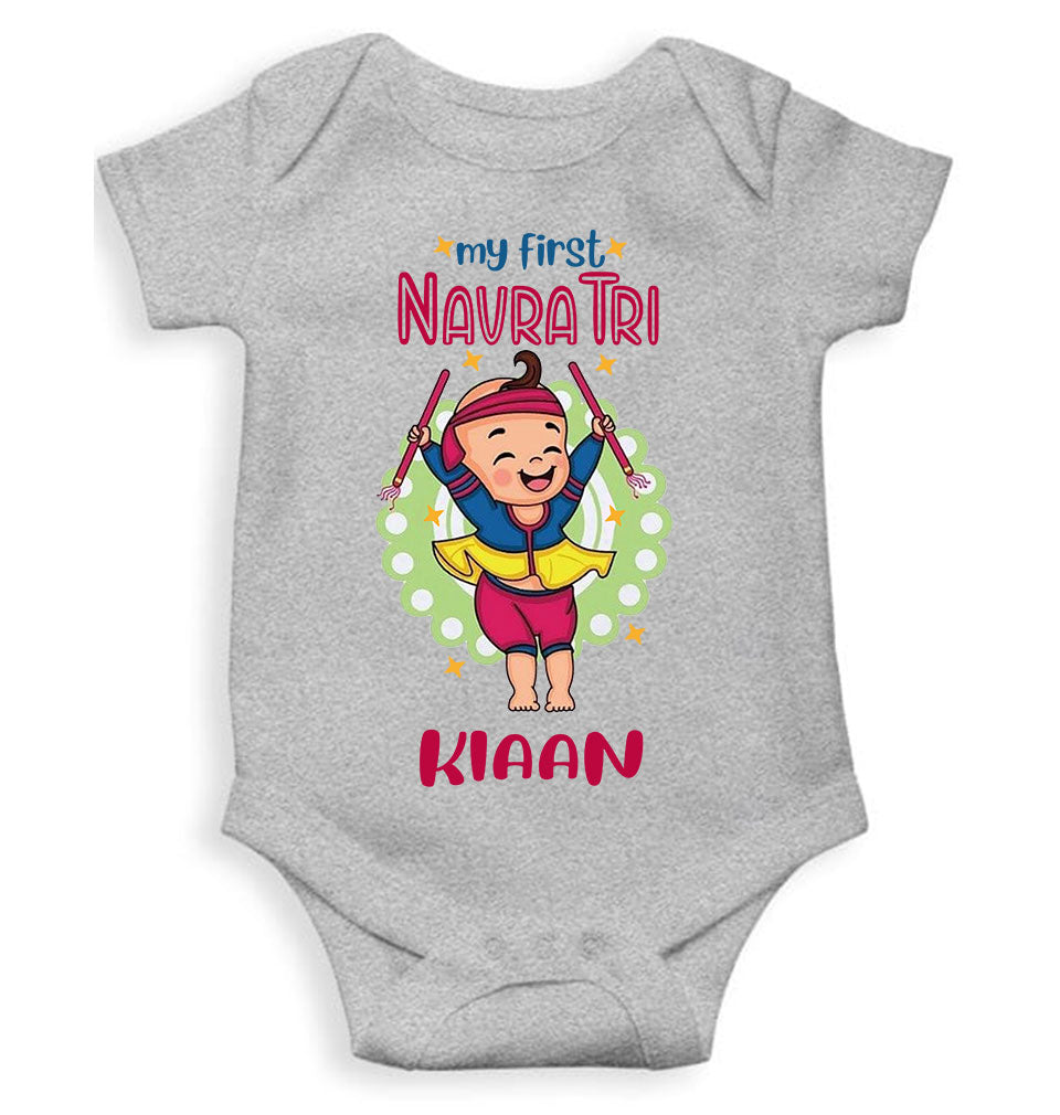 Custom Name My First Navratri Rompers for Baby Boy- FunkyTeesClub