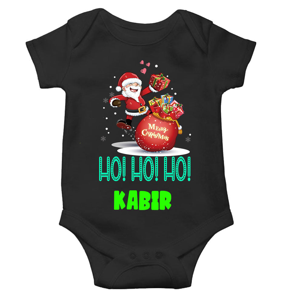 Customized Name Ho! Ho! Ho! Christmas Rompers for Baby Boy- FunkyTeesClub