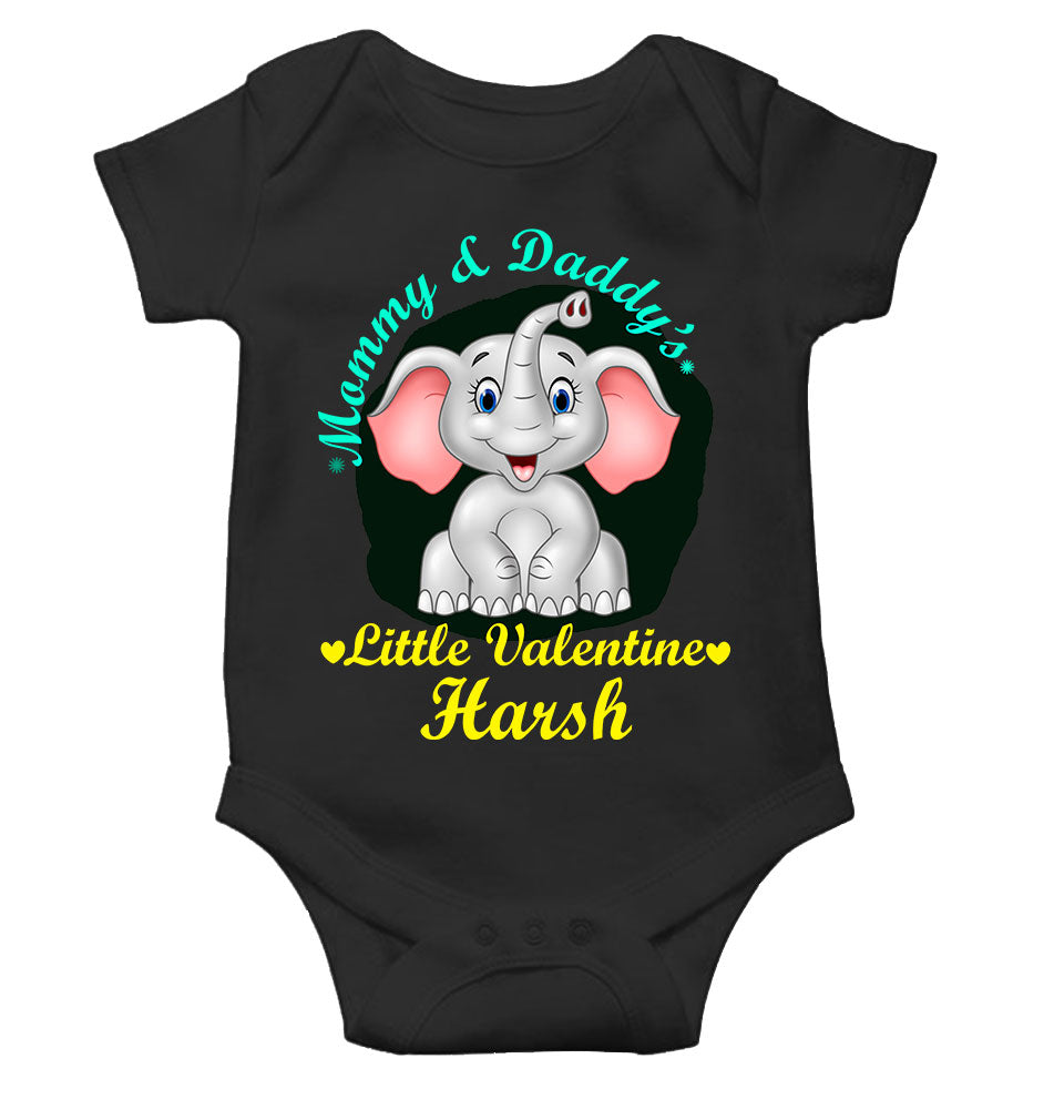Custom Name Mommy And Daddys Little Valentine Rompers for Baby Boy- FunkyTeesClub