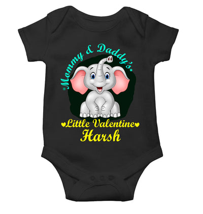 Custom Name Mommy And Daddys Little Valentine Rompers for Baby Boy- FunkyTeesClub