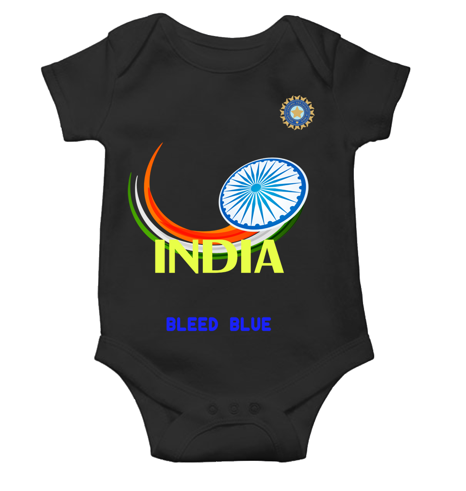 India Bleed Blue World Cup Cricket Rompers for Baby Boy- FunkyTeesClub