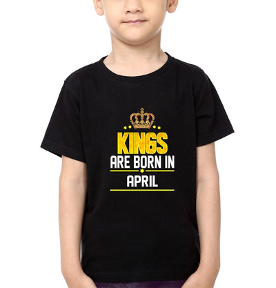 Kings Are Born In April Half Sleeves T-Shirt for Boys and Kids-FunkyTeesClub