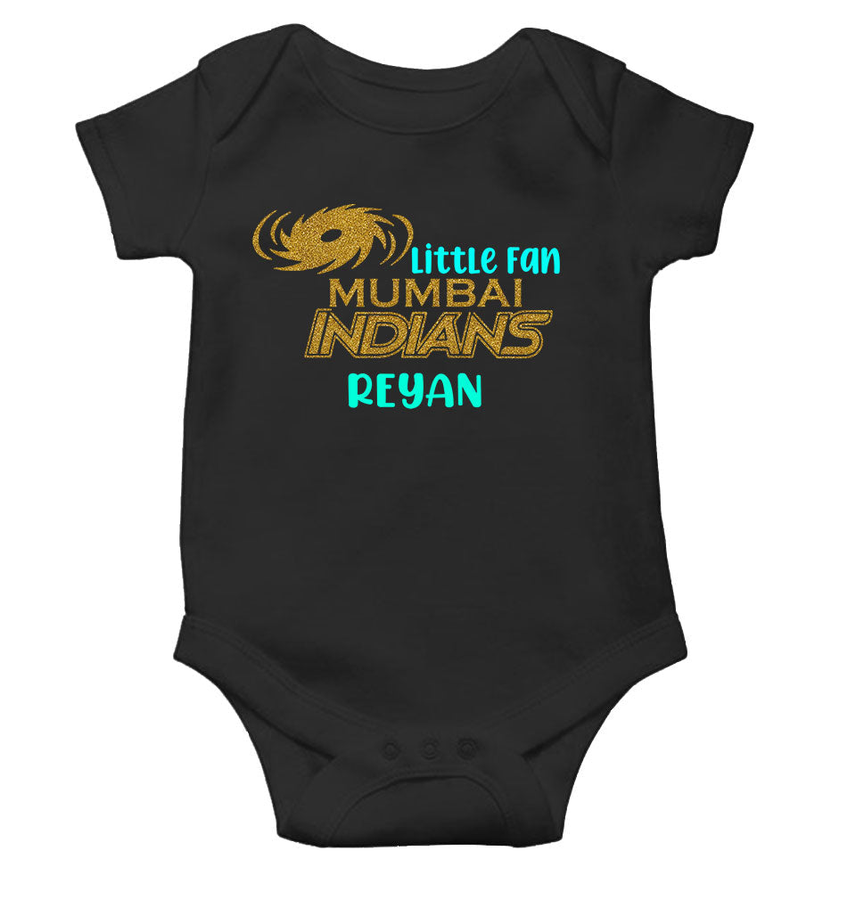 Custom Name IPL MI Mumbai Indians Little Fan Rompers for Baby Boy- FunkyTeesClub
