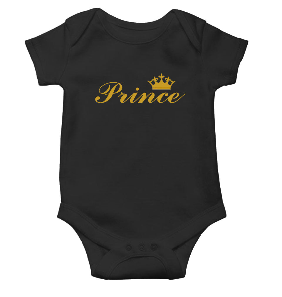 Prince Black Rompers for Baby Boy - FunkyTeesClub
