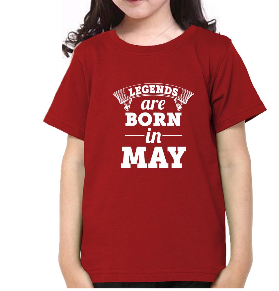 Legends are Born in May Half Sleeves T-Shirt For Girls -FunkyTeesClub