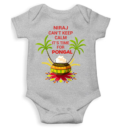 Custom Name Cant Keep Calm Its Time For Pongal Rompers for Baby Boy- FunkyTeesClub