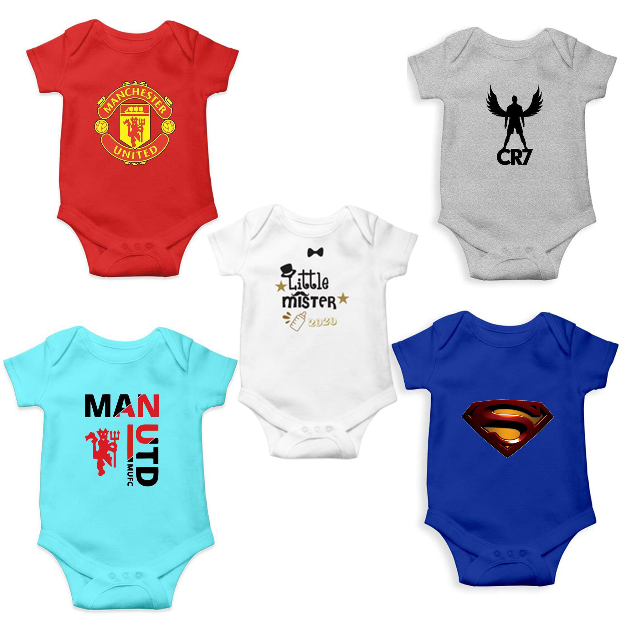 Set of 5 trendy Rompers for Baby Boy and Baby Girl- FunkyTeesClub
