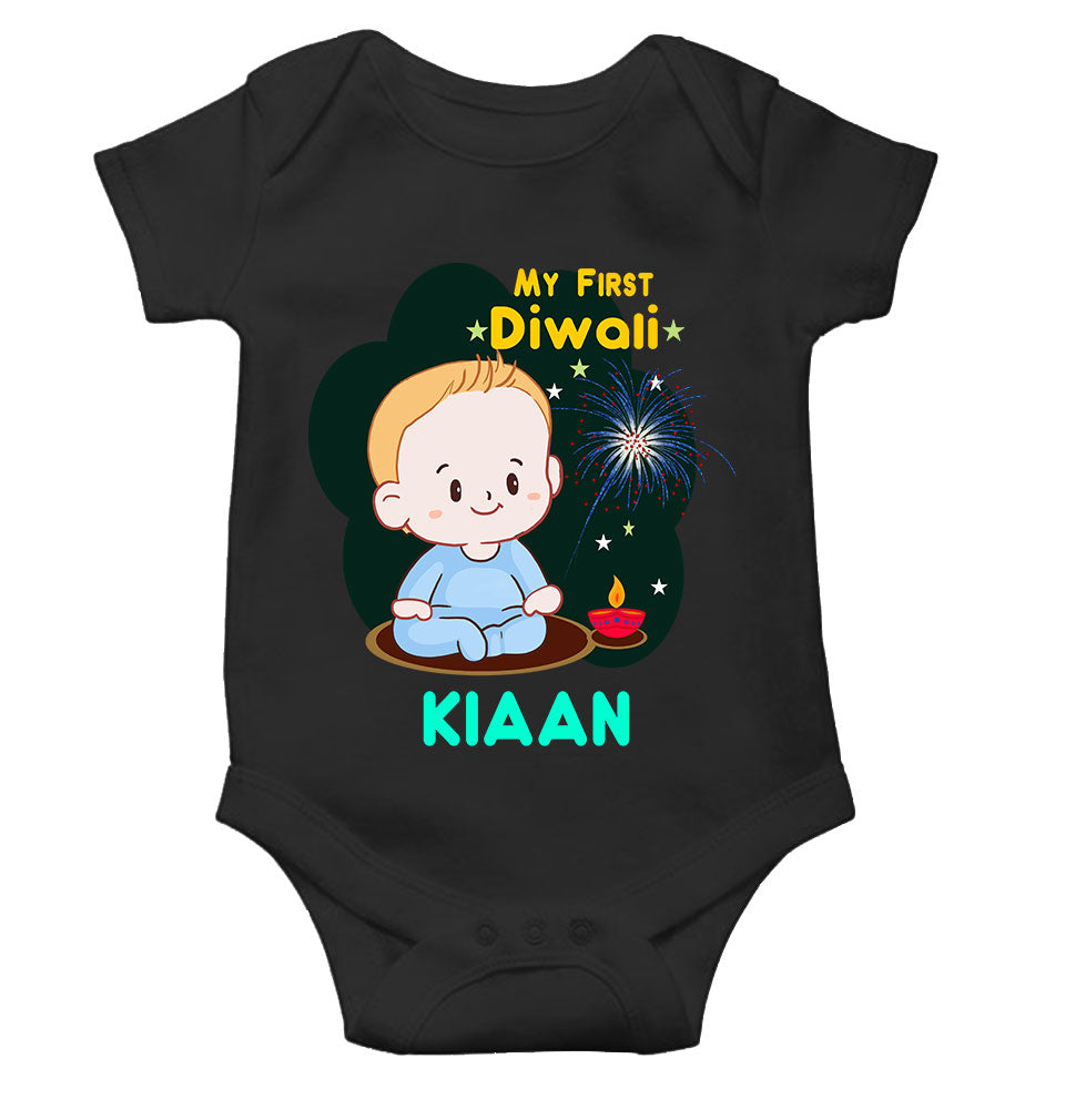 Custom Name My First Diwali Rompers for Baby Boy- FunkyTeesClub