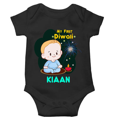 Custom Name My First Diwali Rompers for Baby Boy- FunkyTeesClub