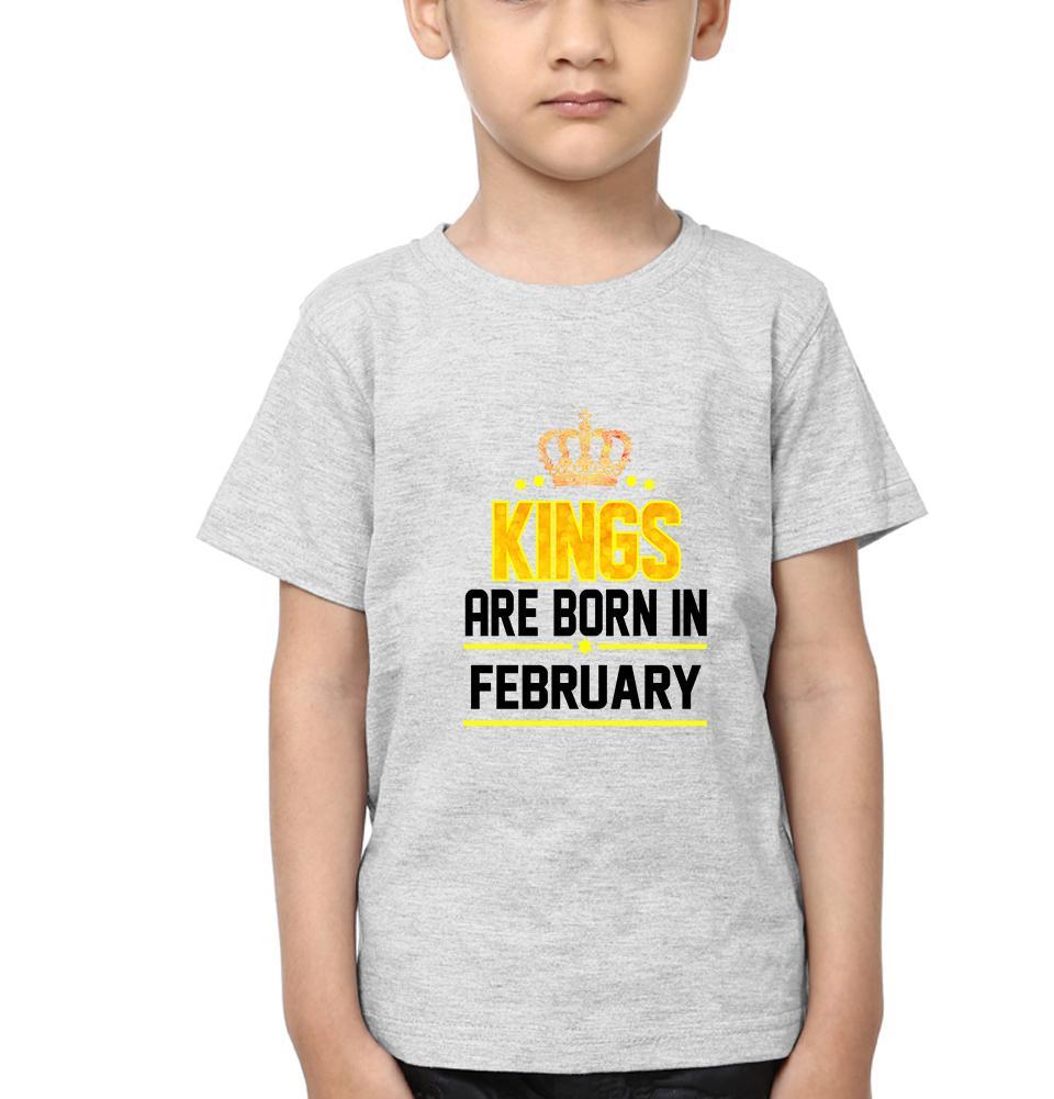 Kings Are Born In February Half Sleeves T-Shirt for Boy-FunkyTeesClub