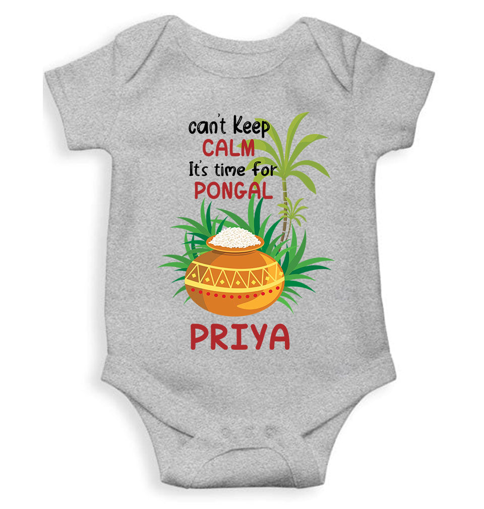 Custom Name Time For Pongal Makar Sankranti Rompers for Baby Girl- FunkyTeesClub