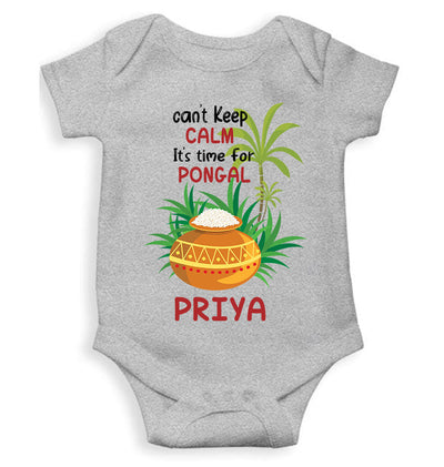 Custom Name Time For Pongal Makar Sankranti Rompers for Baby Girl- FunkyTeesClub