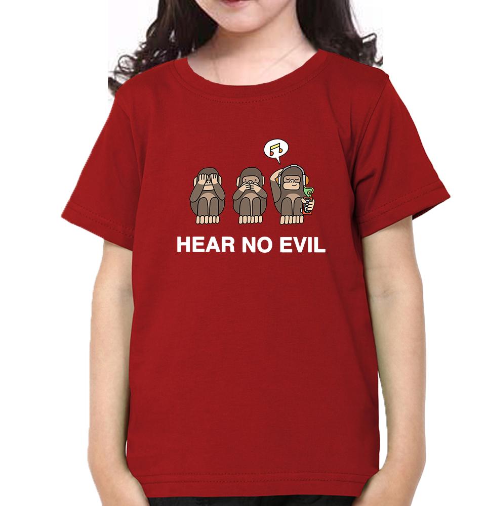 Hear no evil Half Sleeves T-Shirt For Girls -FunkyTeesClub