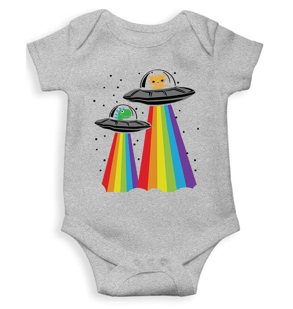 Rainbow Spaceship Cartoon Rompers for Baby Girl- FunkyTeesClub