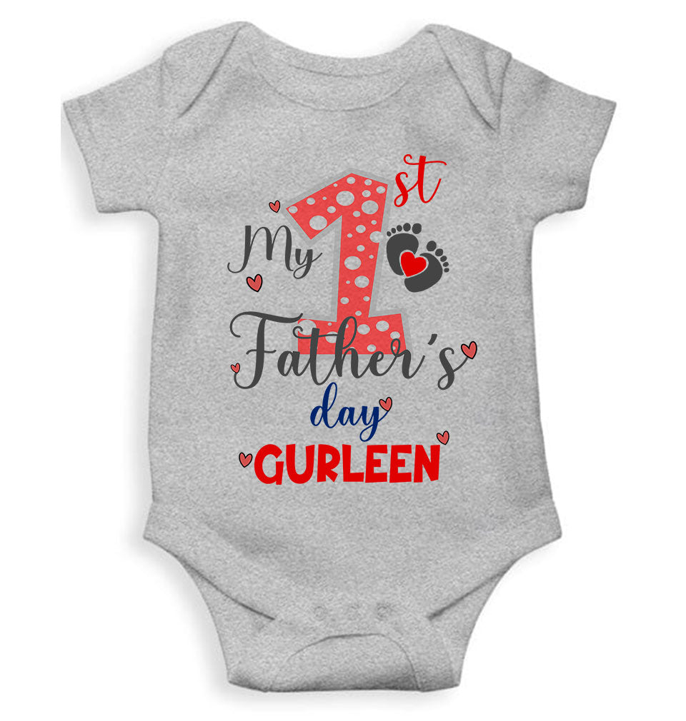 Custom Name First Fathers Day Rompers for Baby Girl- FunkyTeesClub