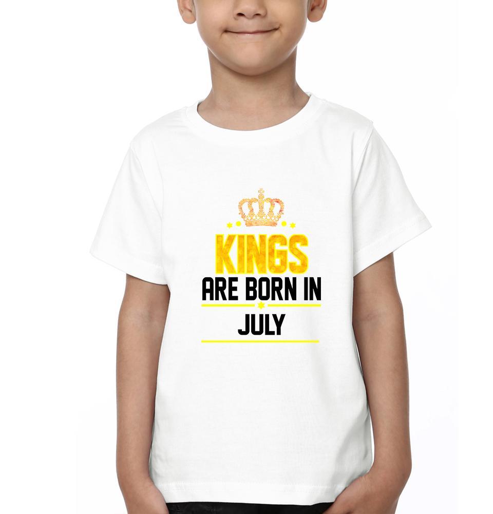 Kings Are Born In July Half Sleeves T-Shirt for Boy-FunkyTeesClub