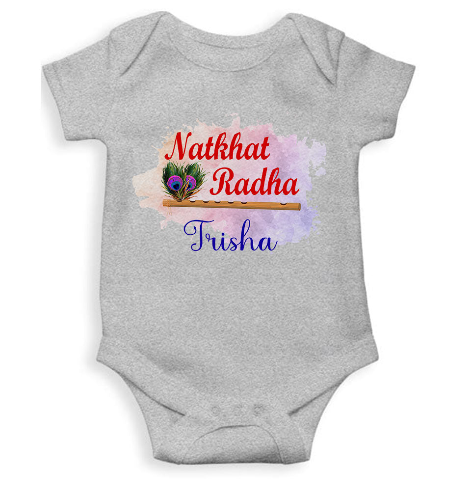 Custom Name Natkhat Radha Janmashtami Rompers for Baby Girl- FunkyTeesClub