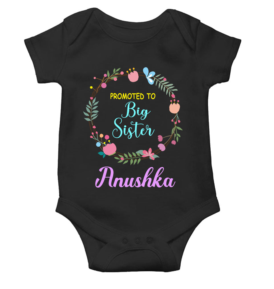 Custom Name Promoted To Big Sister Rakhi Rompers for Baby Girl- FunkyTeesClub