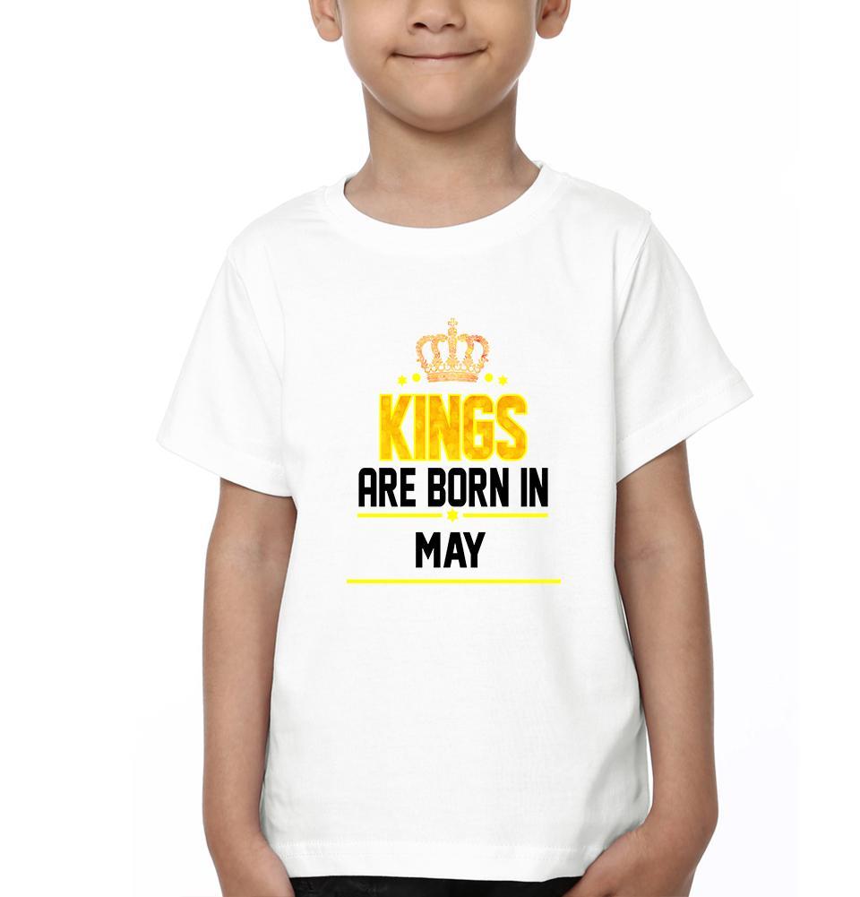 Kings Are Born In May Half Sleeves T-Shirt for Boy-FunkyTeesClub