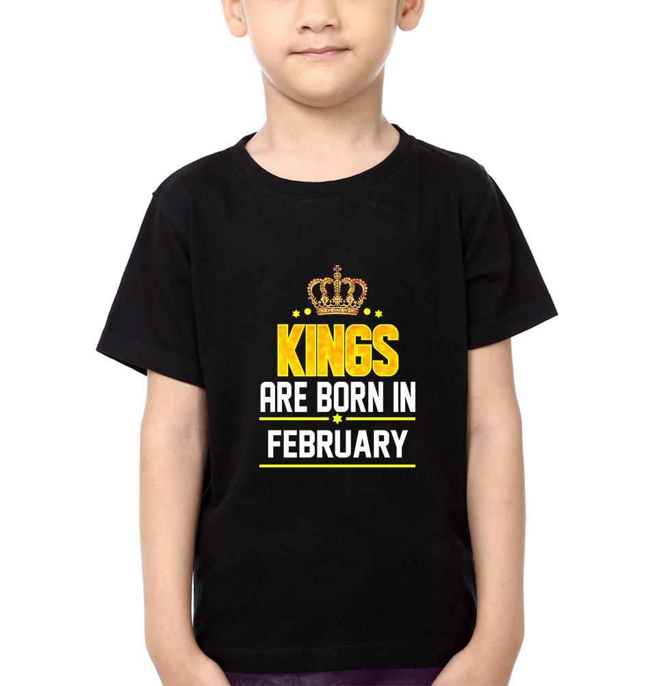 Kings Are Born In February Half Sleeves T-Shirt for Boys and Kids-FunkyTeesClub