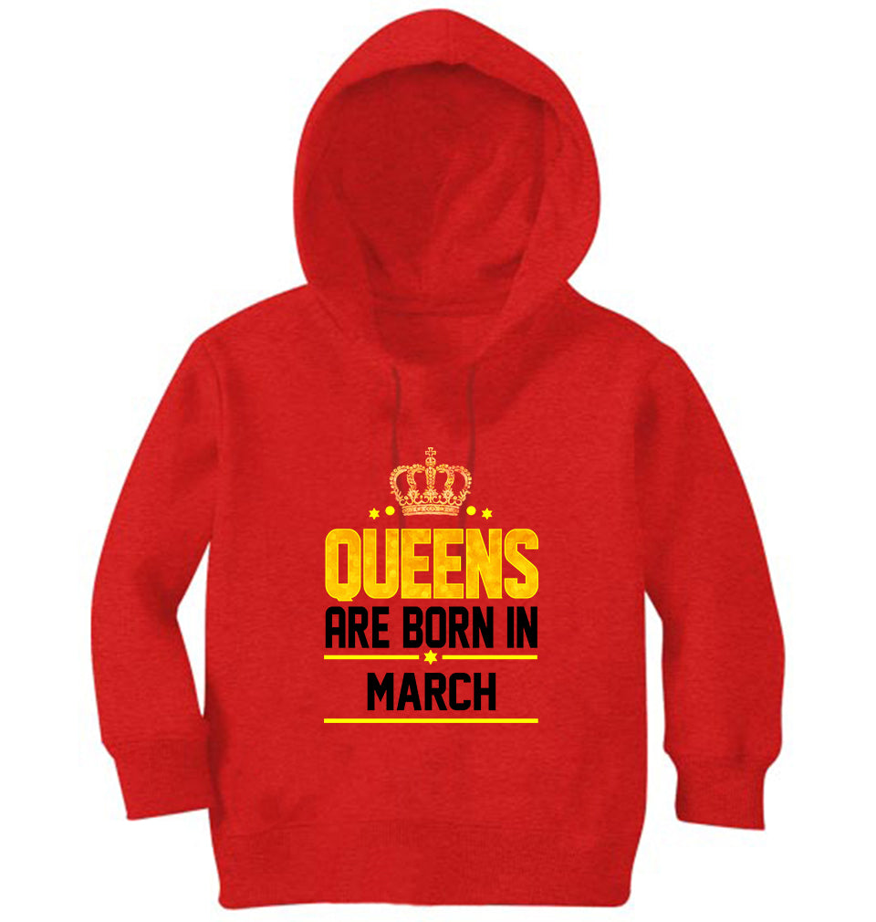 Queens Are Born In March Girl Hoodies-FunkyTeesClub