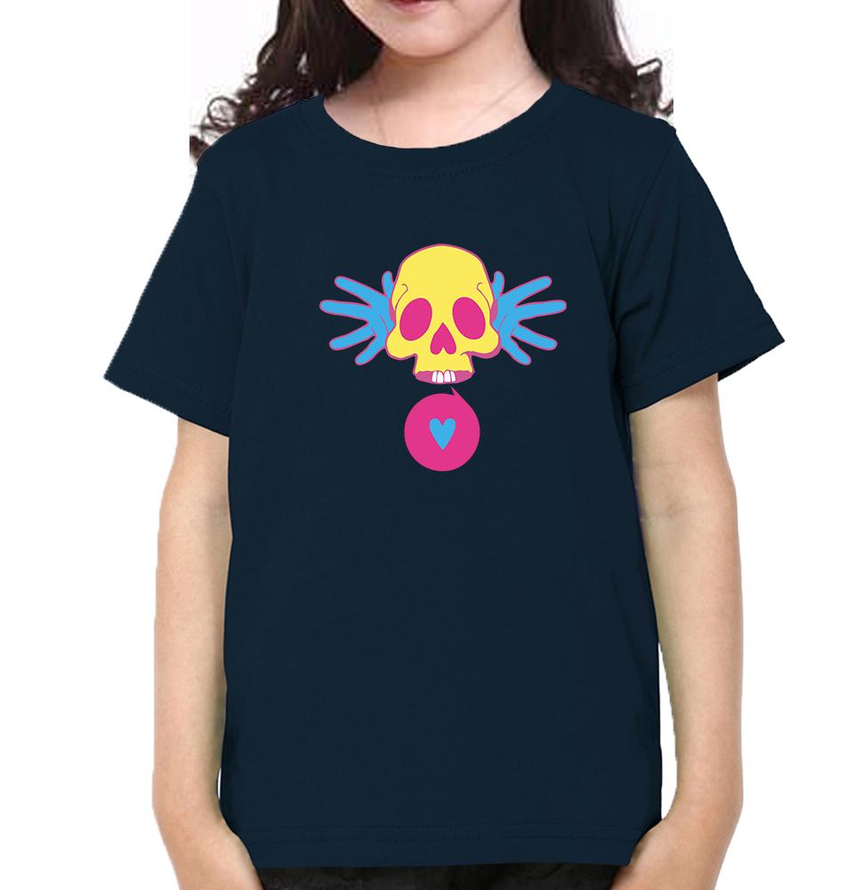 Cartoon Skull Half Sleeves T-Shirt For Girls -FunkyTeesClub