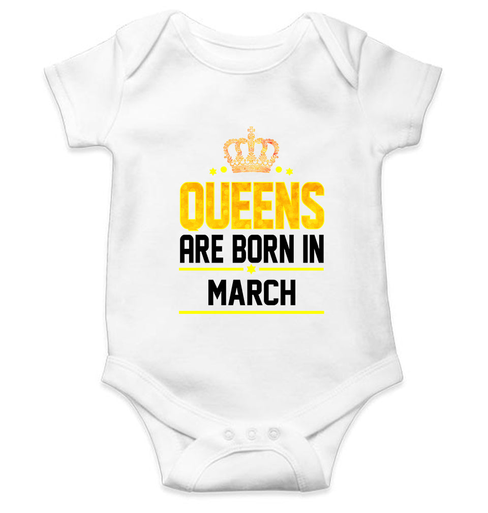Queens Are Born In March Rompers for Baby Girl- FunkyTeesClub