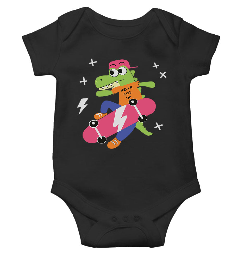Skateboard Crocodile Cartoon Rompers for Baby Girl- FunkyTeesClub