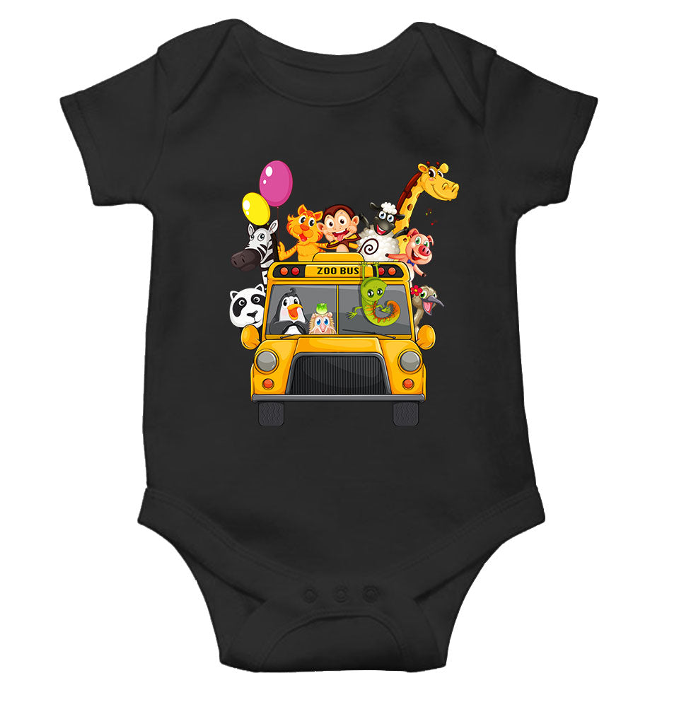 Zoo Bus Cartoon Rompers for Baby Girl- FunkyTeesClub
