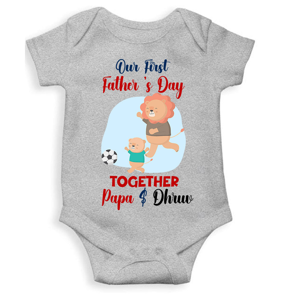 Custom Name Our First Father Day Rompers for Baby Boy- FunkyTeesClub