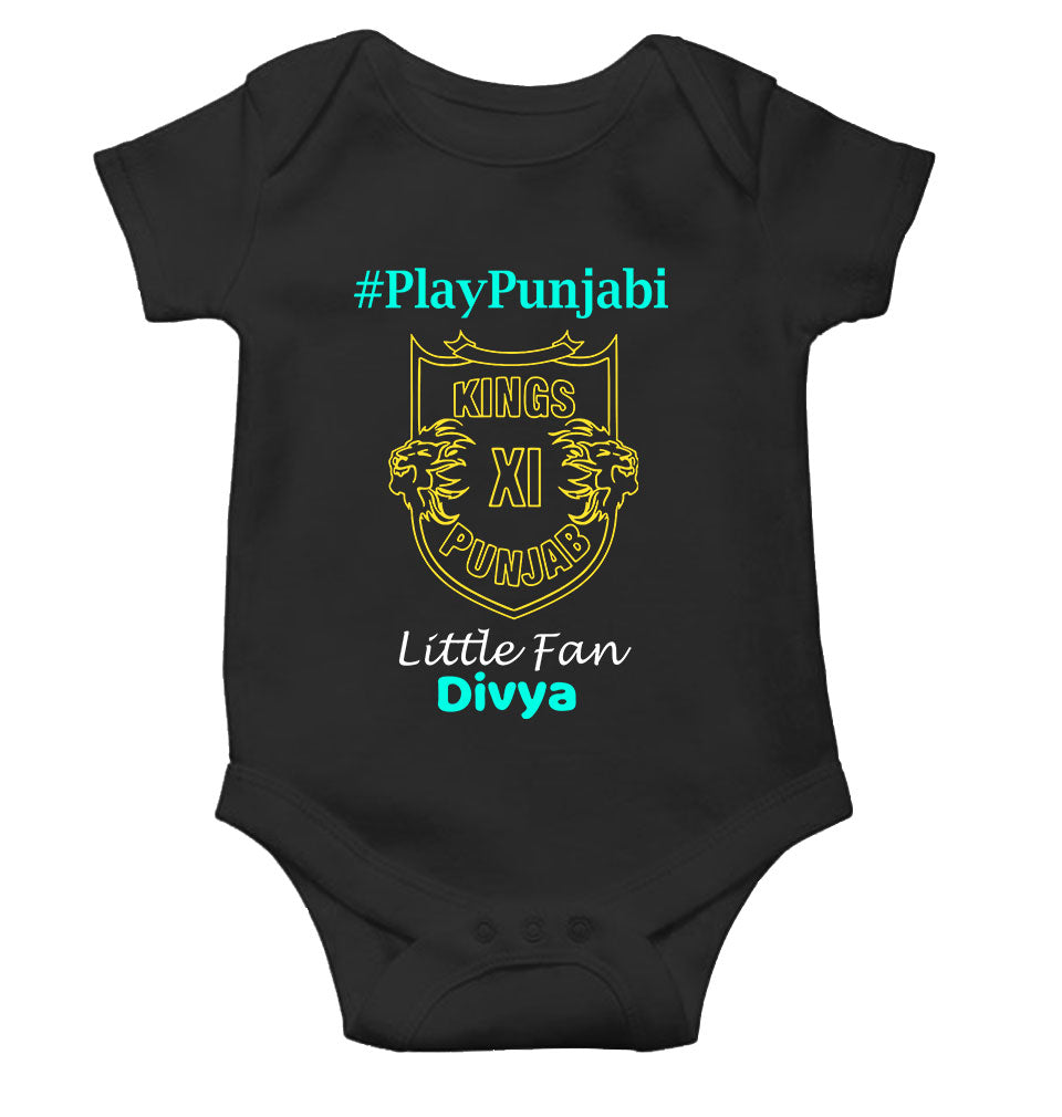 Custom Name IPL PBKS Punjab Kings PlayPunjabi Kings Eleven Punjab Rompers for Baby Girl- FunkyTeesClub