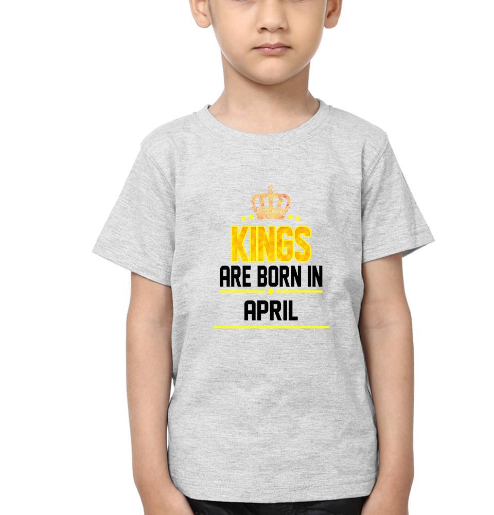 Kings Are Born In April Half Sleeves T-Shirt for Boy-FunkyTeesClub