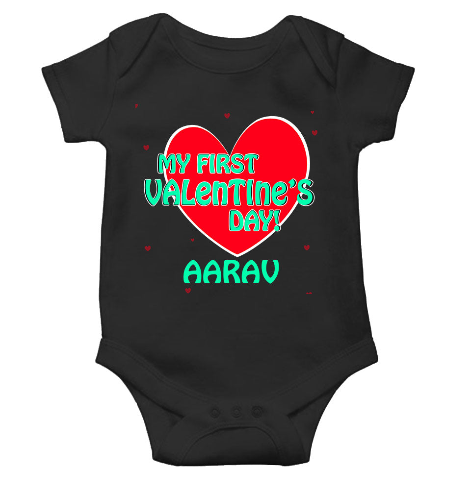 Custom Name 1st Valentine Rompers for Baby Boy- FunkyTeesClub