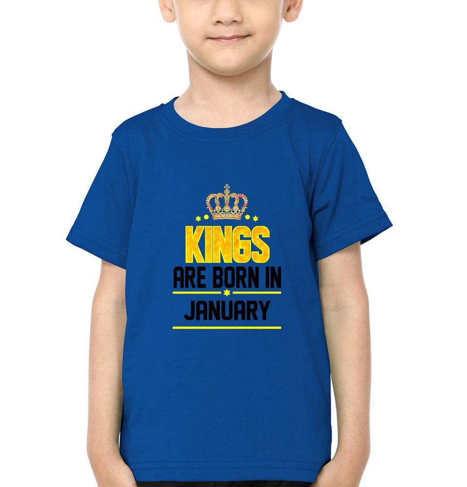 Kings Are Born In January Half Sleeves T-Shirt for Boy-FunkyTeesClub