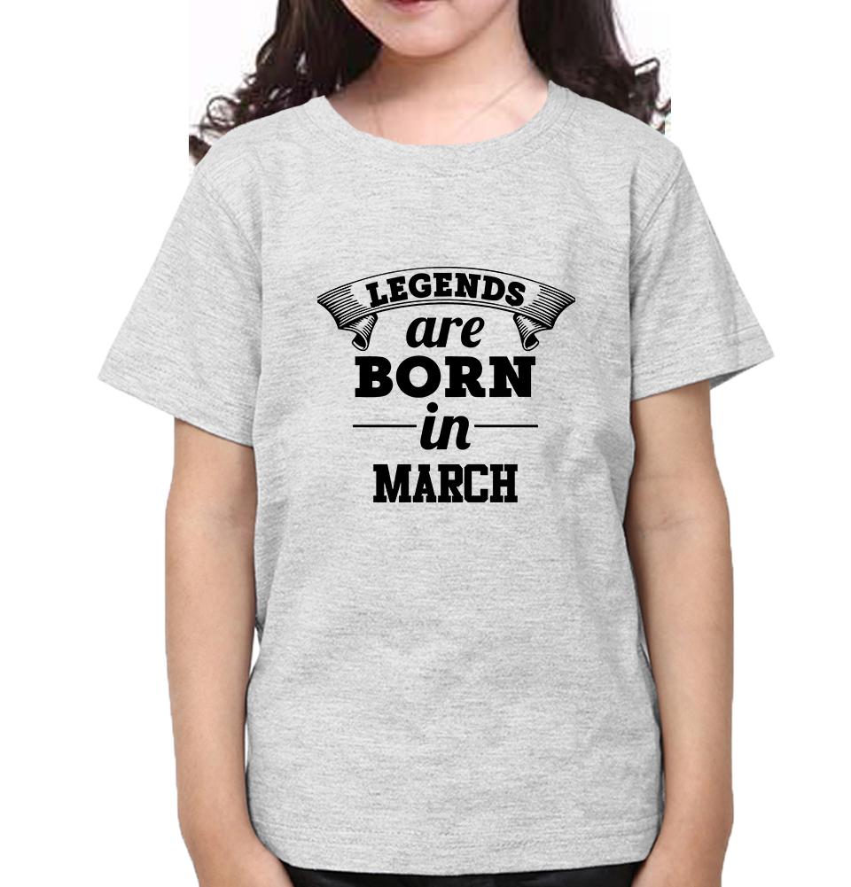 Legends are Born in March Half Sleeves T-Shirt For Girls -FunkyTeesClub