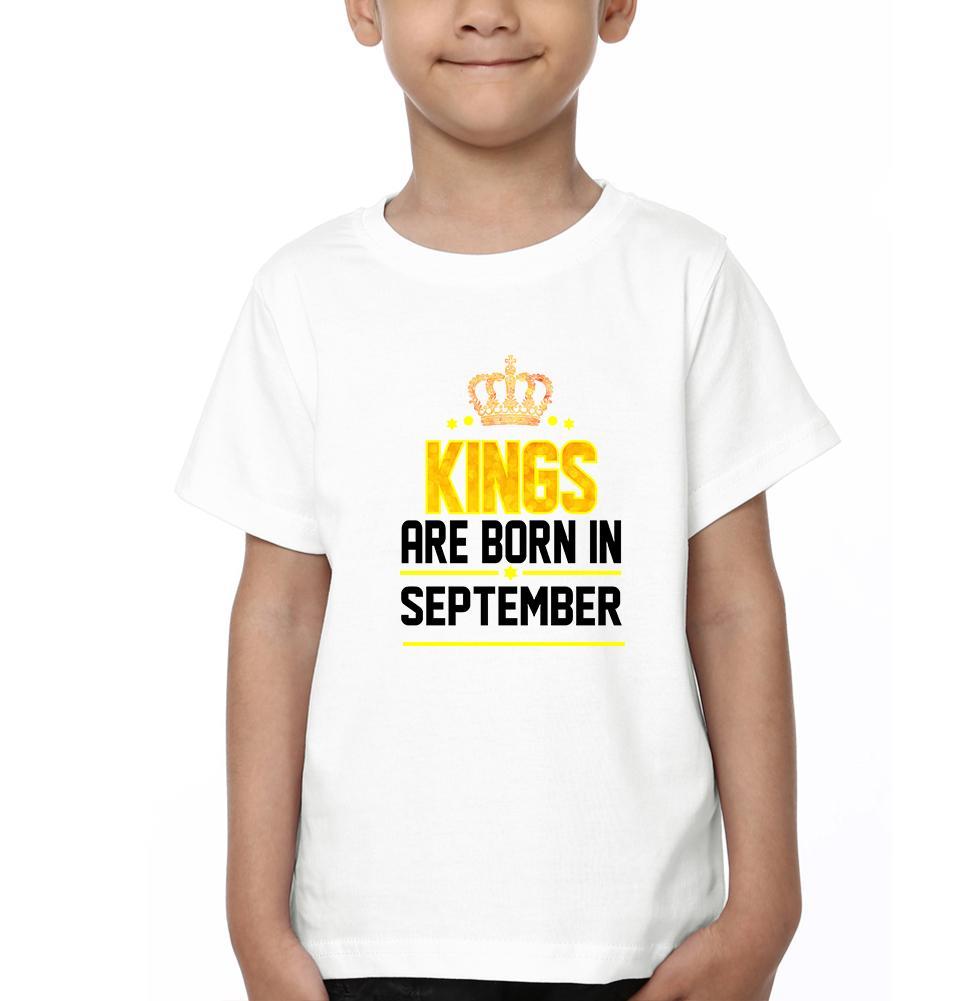 Kings Are Born In September Half Sleeves T-Shirt for Boy-FunkyTeesClub