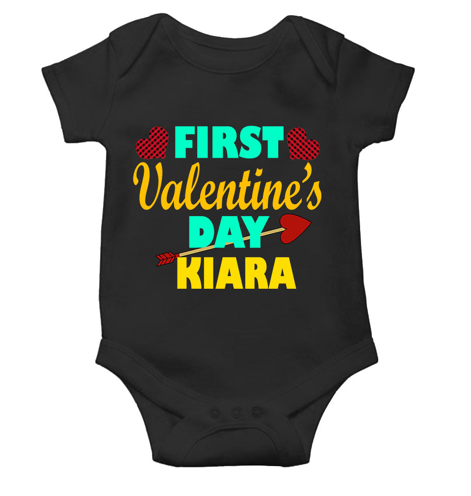 Custom Name First Valentine Rompers for Baby Girl- FunkyTeesClub