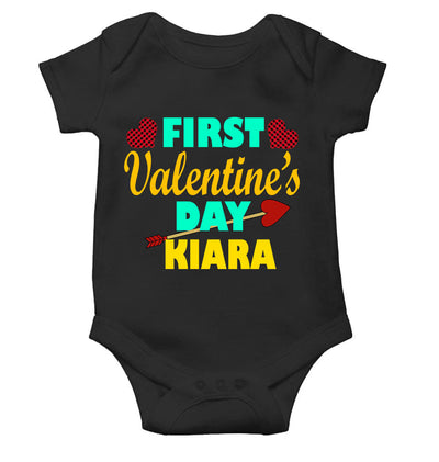 Custom Name First Valentine Rompers for Baby Girl- FunkyTeesClub