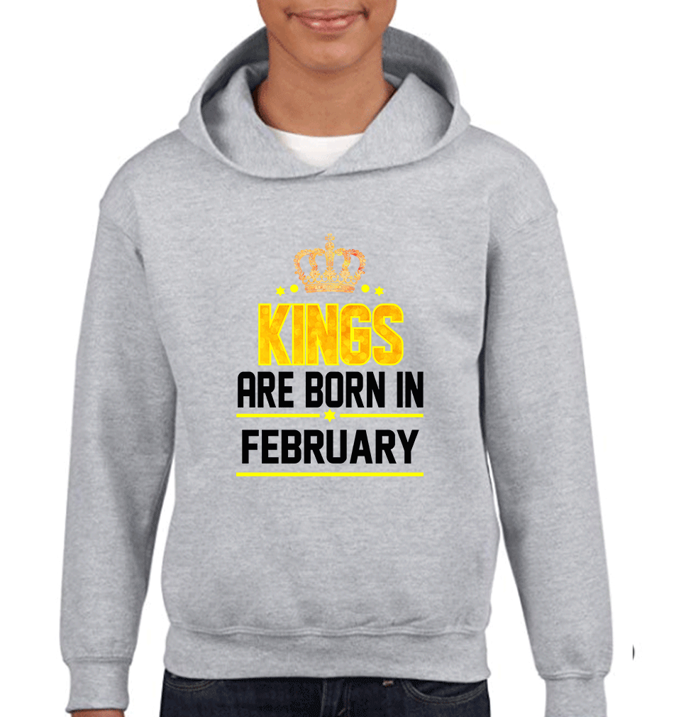 Kings Are Born In February Boy Hoodies-FunkyTeesClub