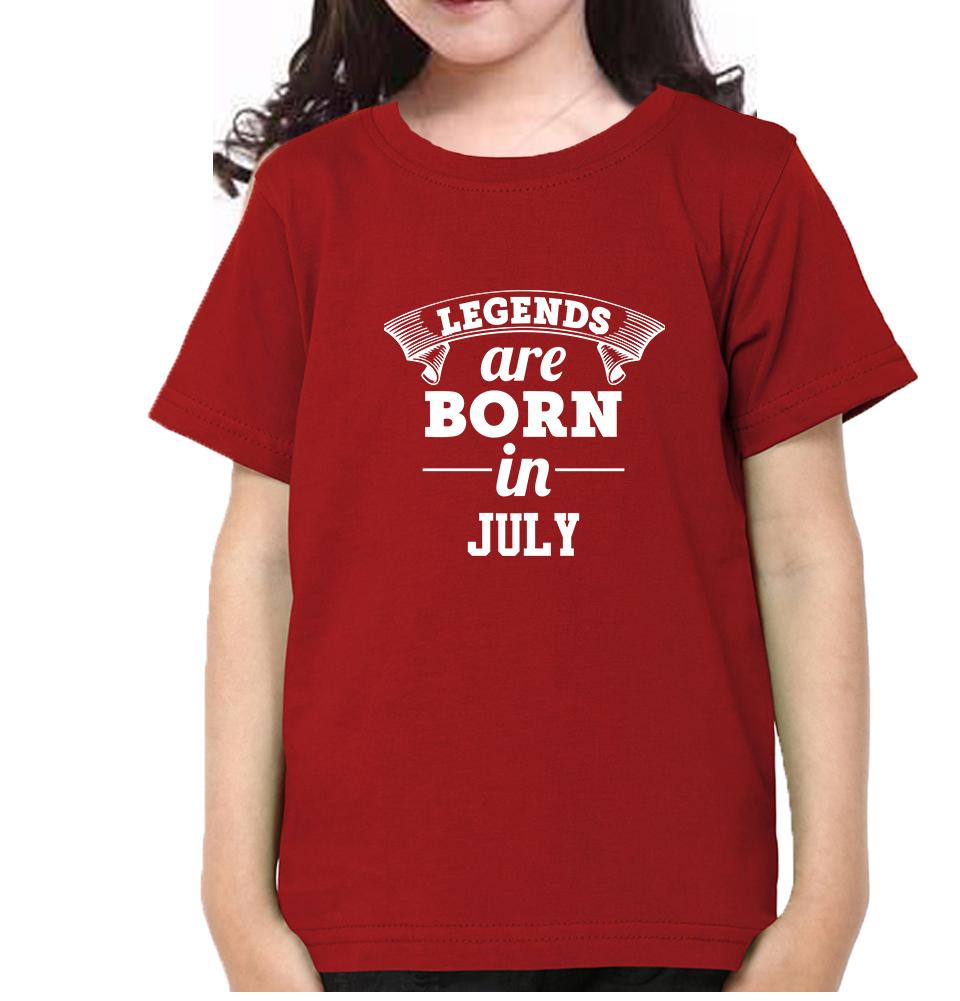 Legends are Born in July Half Sleeves T-Shirt For Girls -FunkyTeesClub